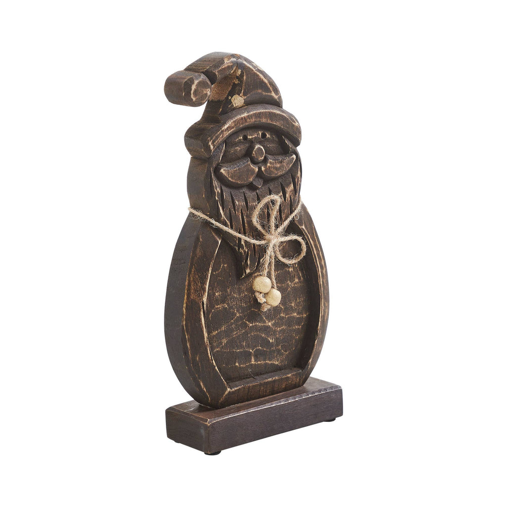 Dark Wooden Santa 11x5.5x2 Rustic Cheer