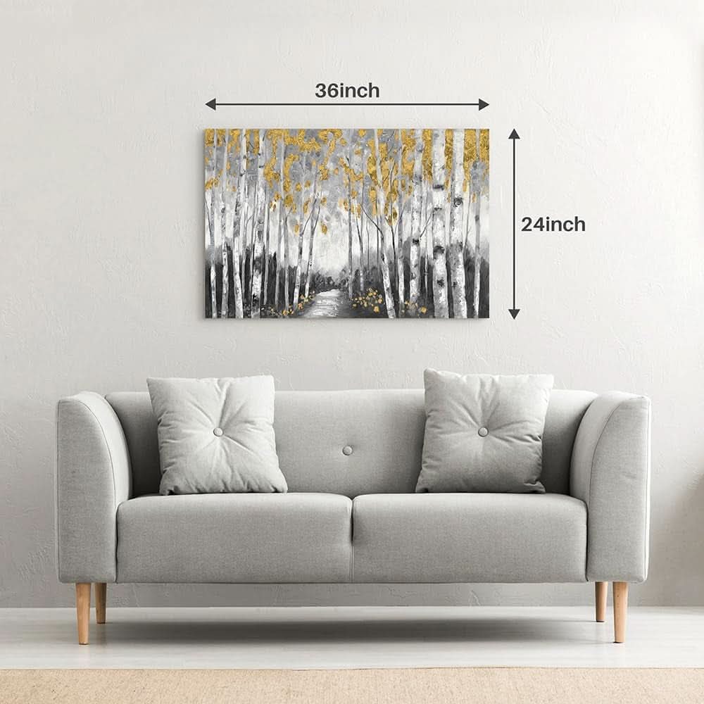 Birch Forest Canvas Art 24x36 Hand crafted Textured