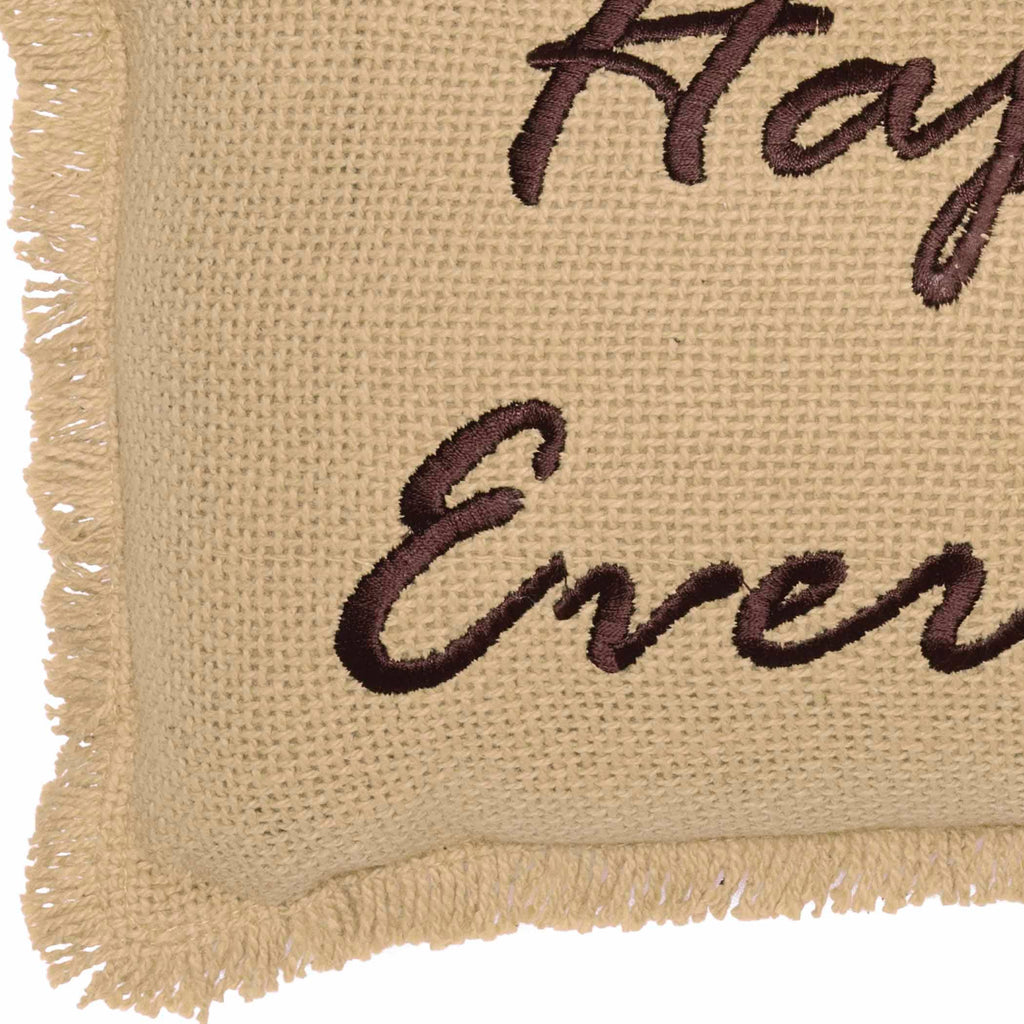 Burlap Wedding Gift Pillow 7x13 – Happily Ever After
