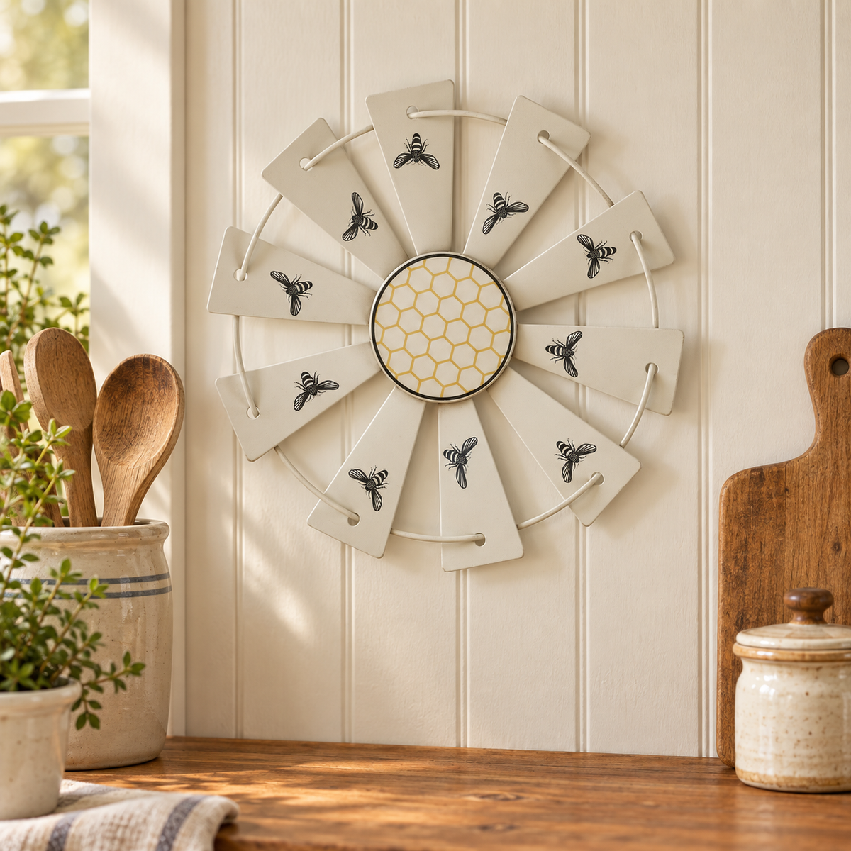 Buzzy Bees Metal Windmill Wall Decor 8.25in