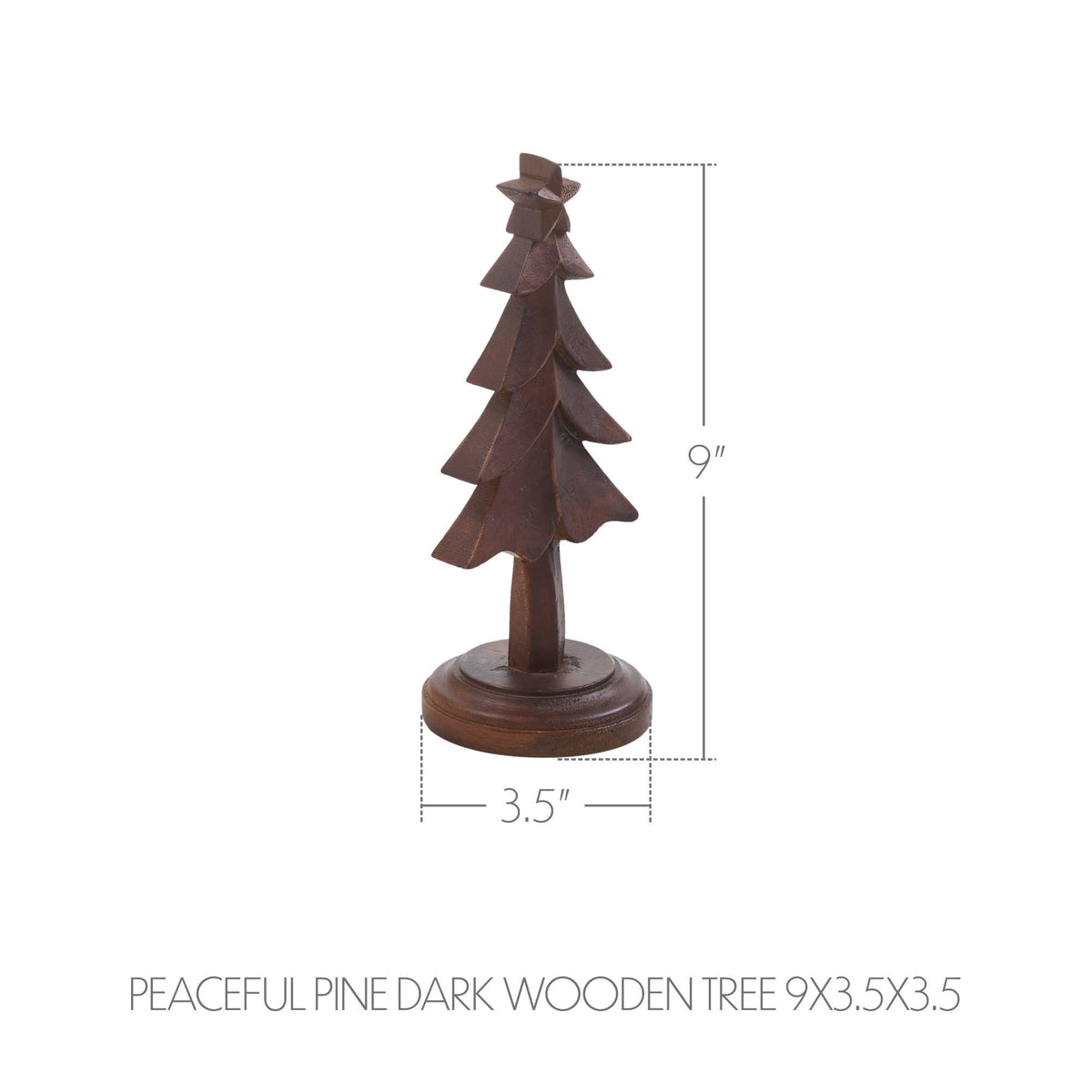 Dark Wooden Christmas Tree 9in – Peaceful Pine