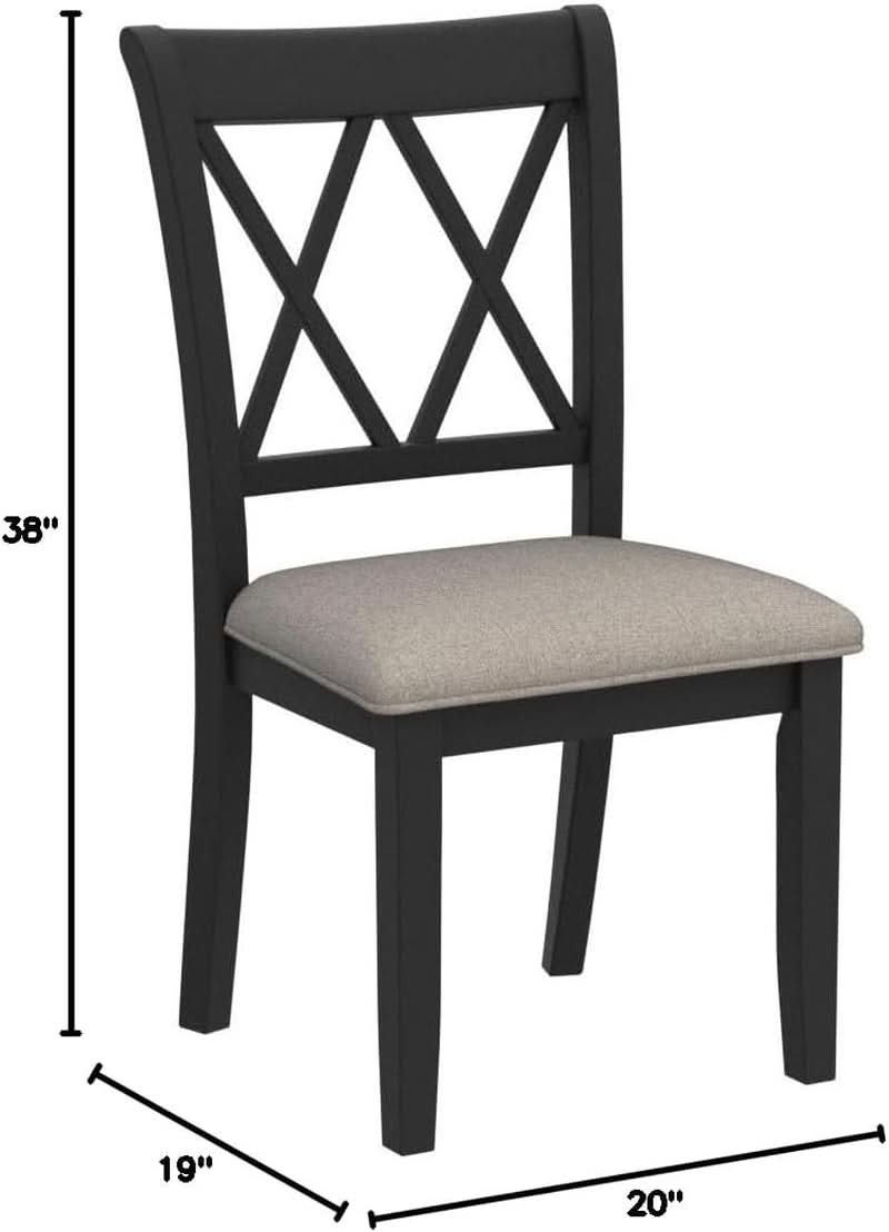Windvale Black Cross Back Fabric Upholstered Dining Chair Set Of 2