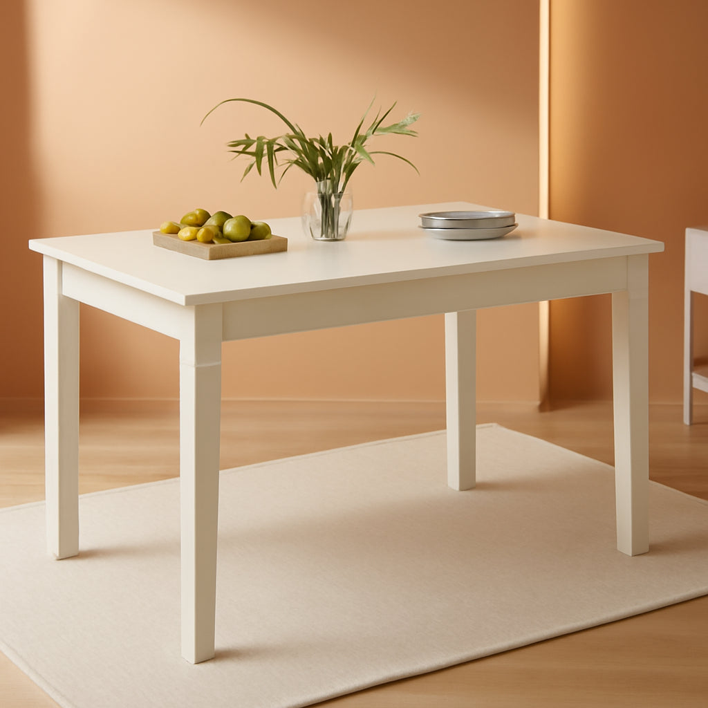 White Rectangular Dining Table 48x29 Inches Compact