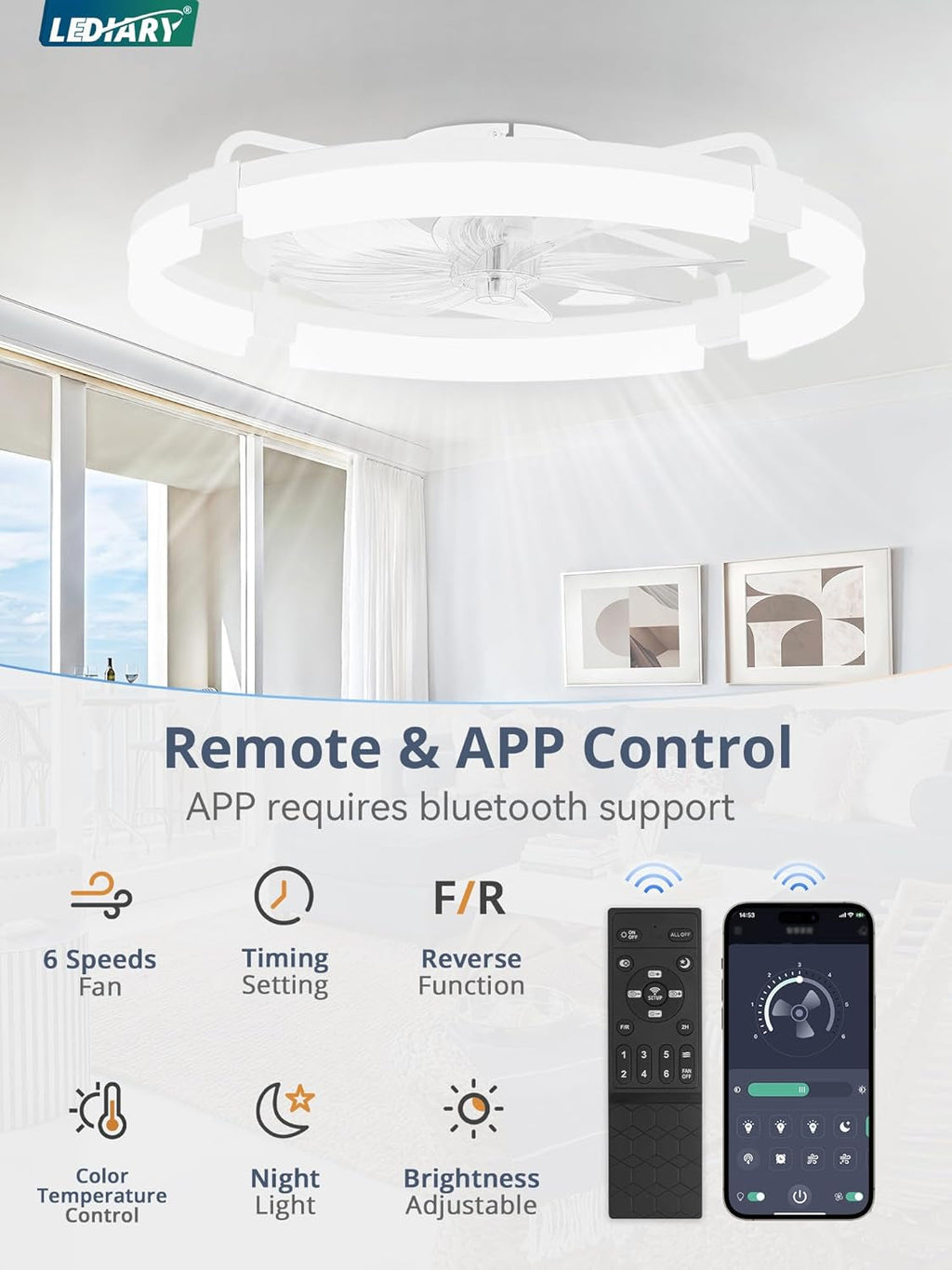 Twenty Four Inch Ceiling Fan With Dimmable Lights Remote
