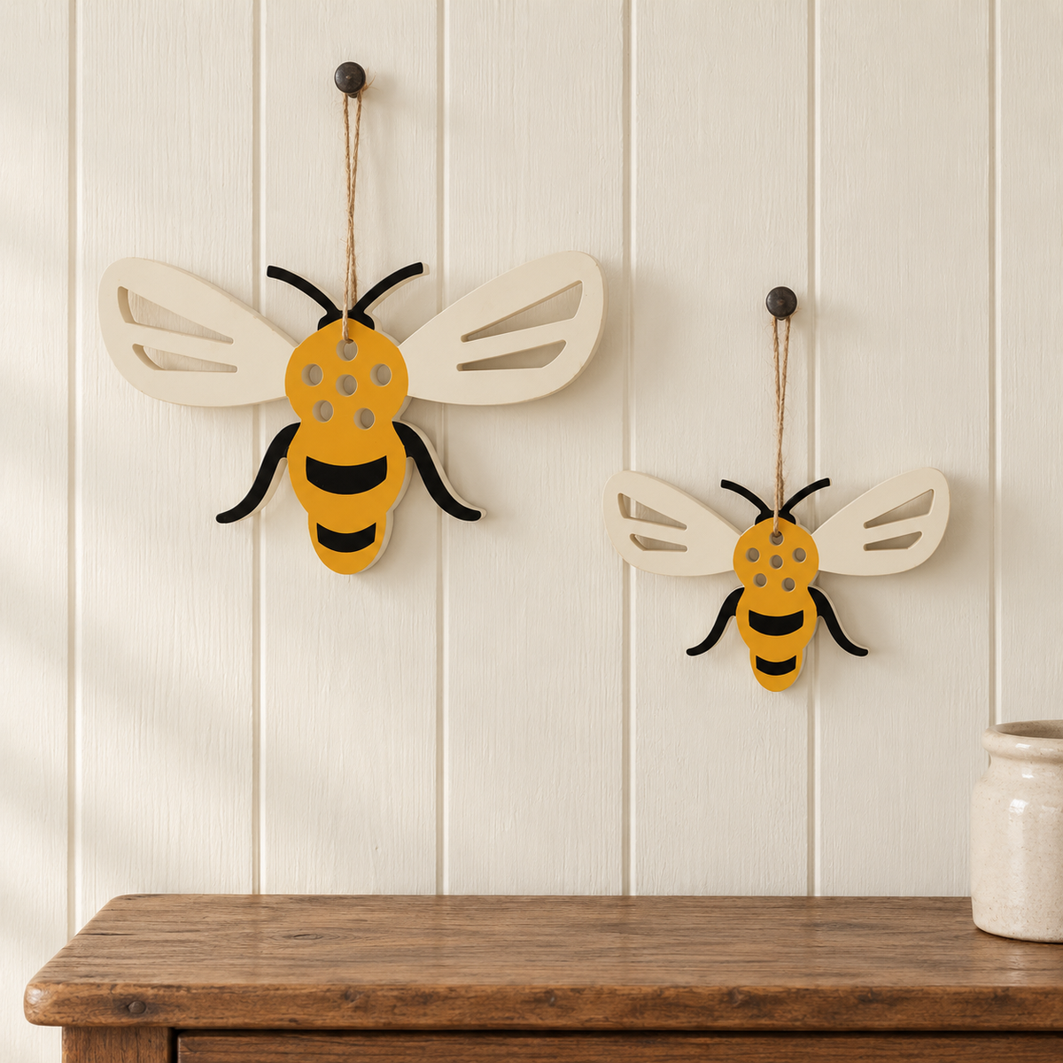Buzzy Bees Bee Shaped MDF Wall Hanging Set 2 Sizes