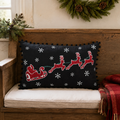 Santa Sleigh Christmas Throw Pillow 14x22 Annie Black