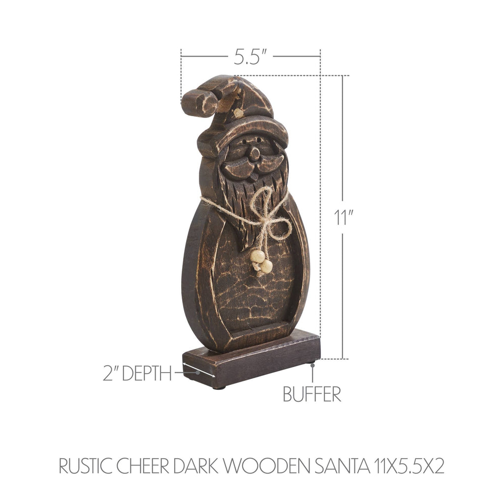 Dark Wooden Santa 11x5.5x2 Rustic Cheer