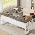 63Inch L Shaped Corner Executive Desk Gray Matte Finish