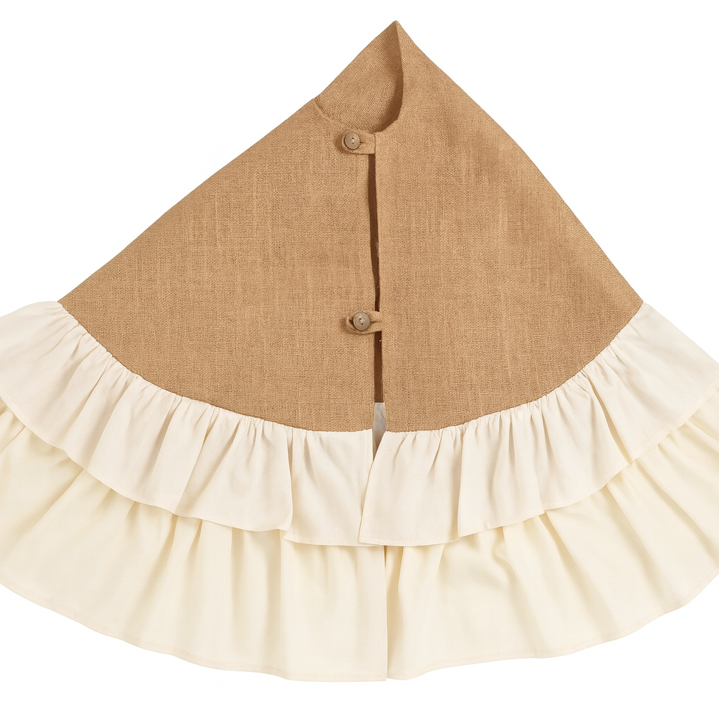 Natural Sidonia Cotton Jute Ruffle Christmas Tree Skirt