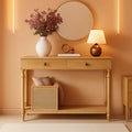 Mariel Console Table Narrow Entry way Natural Brown