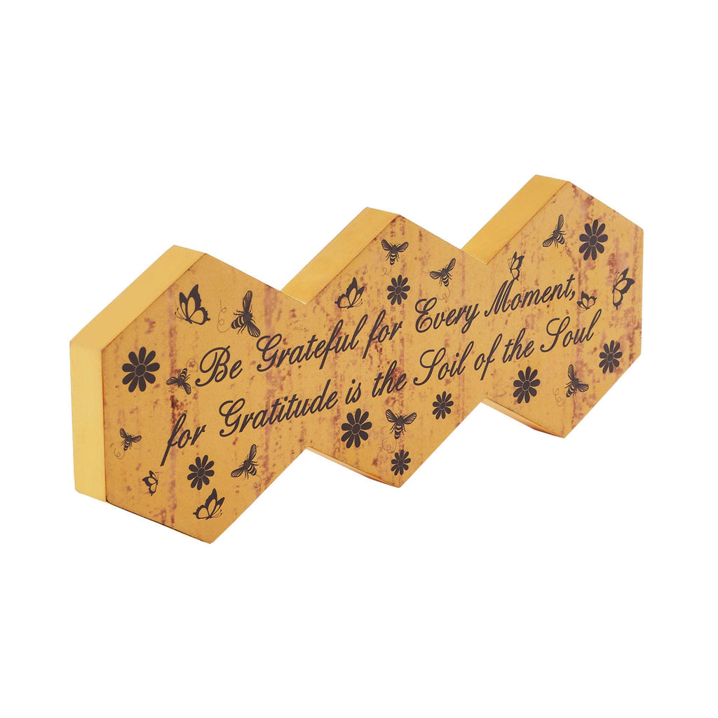 Buzzy Bees Be Grateful Hexagon MDF Wall Sign 5.8x15