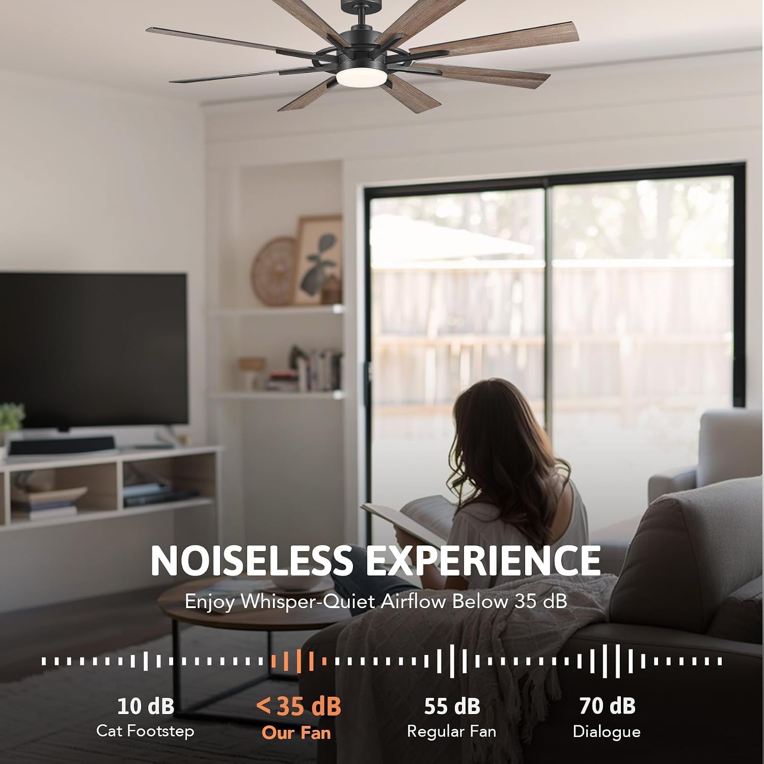 Farmhouse Black Ceiling Fan Integrated Lighting System