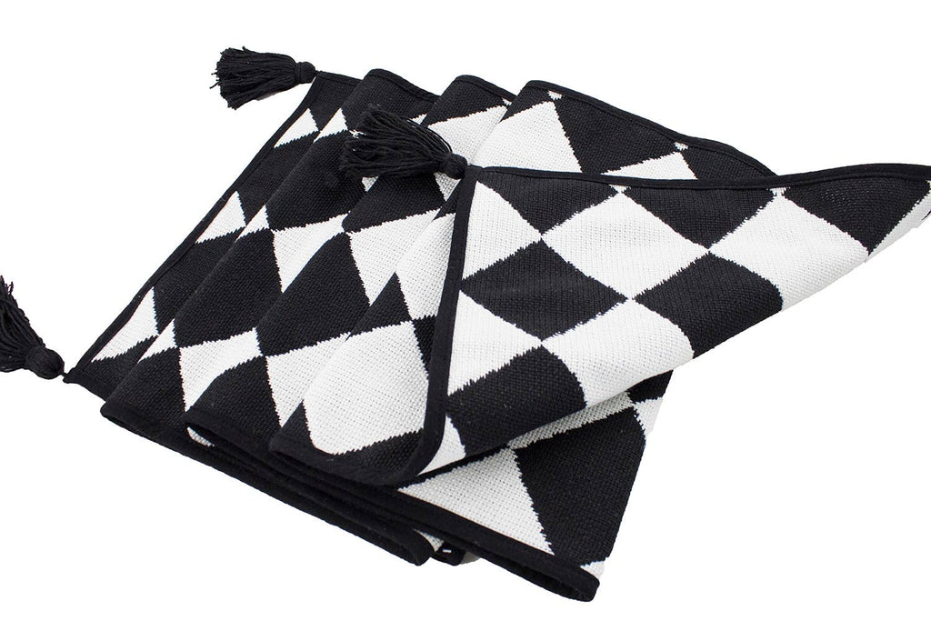 Black & White Diamond Checker 14"x71" Table Runner