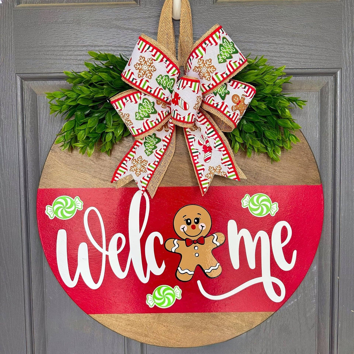 Christmas Floral Layered Wooden Hanging Door Sign