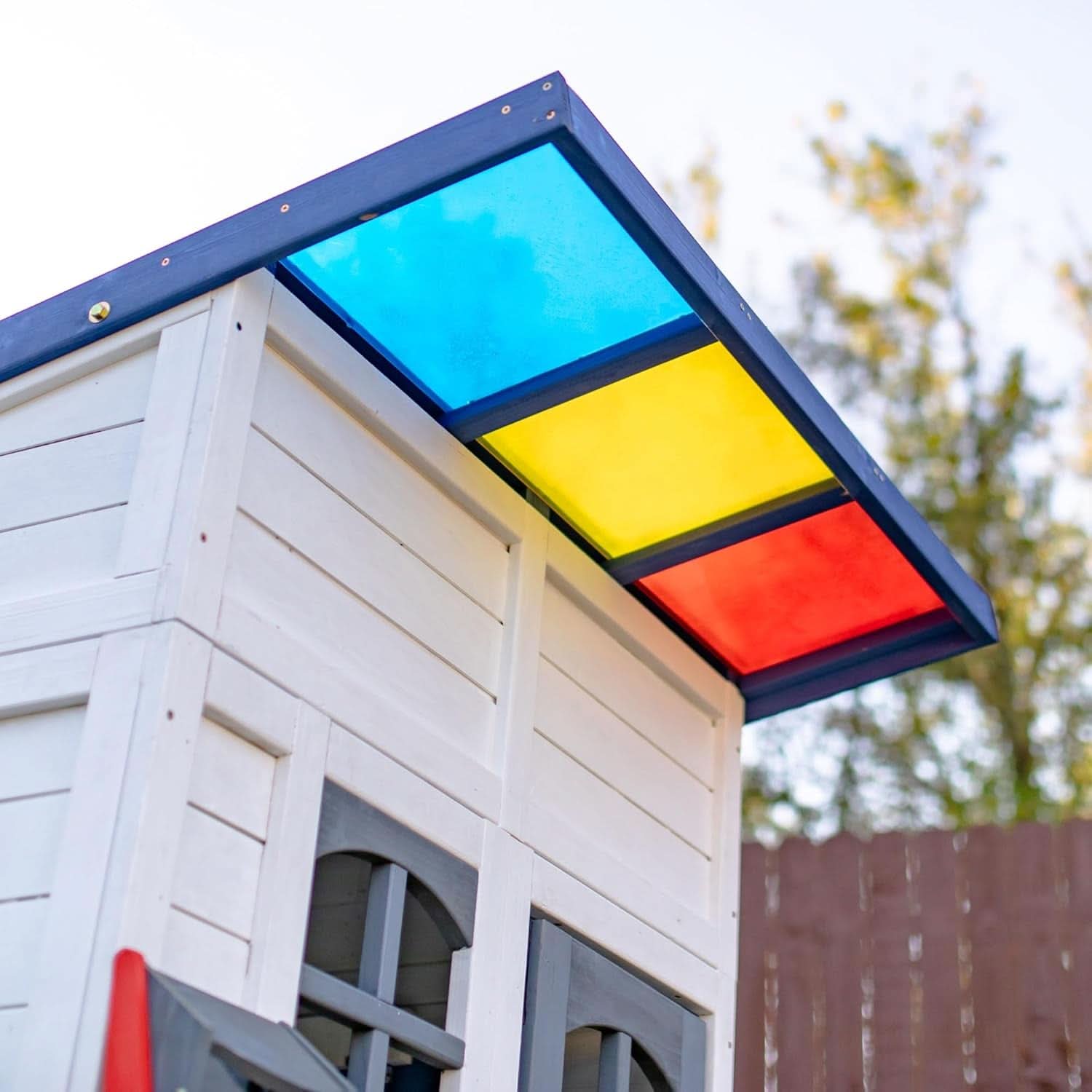 Wooden Playhouse With Rainbow Shade Interactive Kitchen