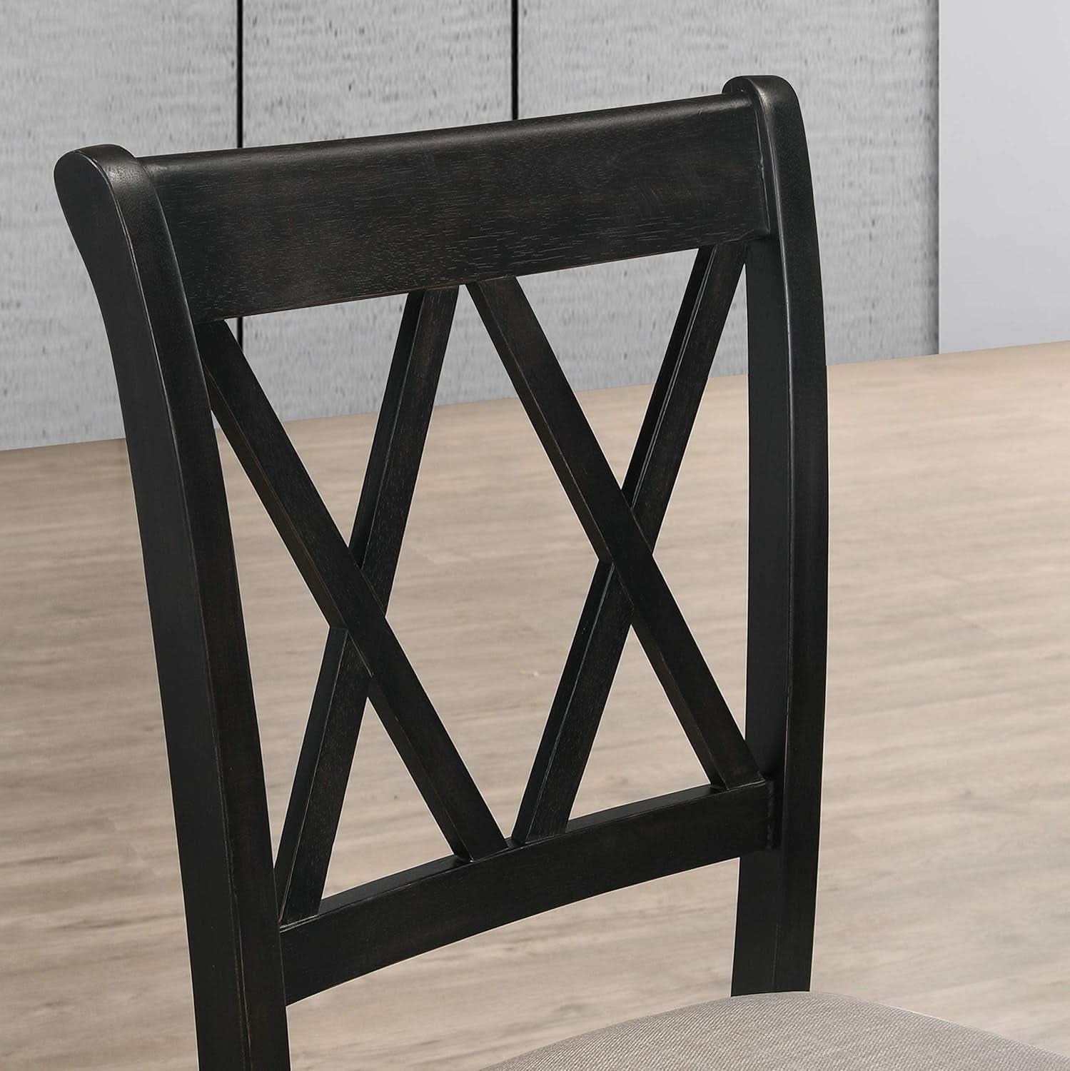 Windvale Black Cross Back Fabric Upholstered Dining Chair Set Of 2