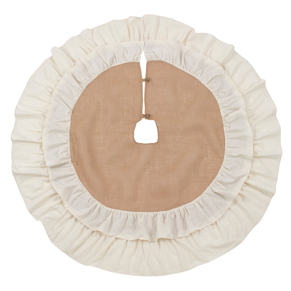 Natural Sidonia Cotton Jute Ruffle Christmas Tree Skirt