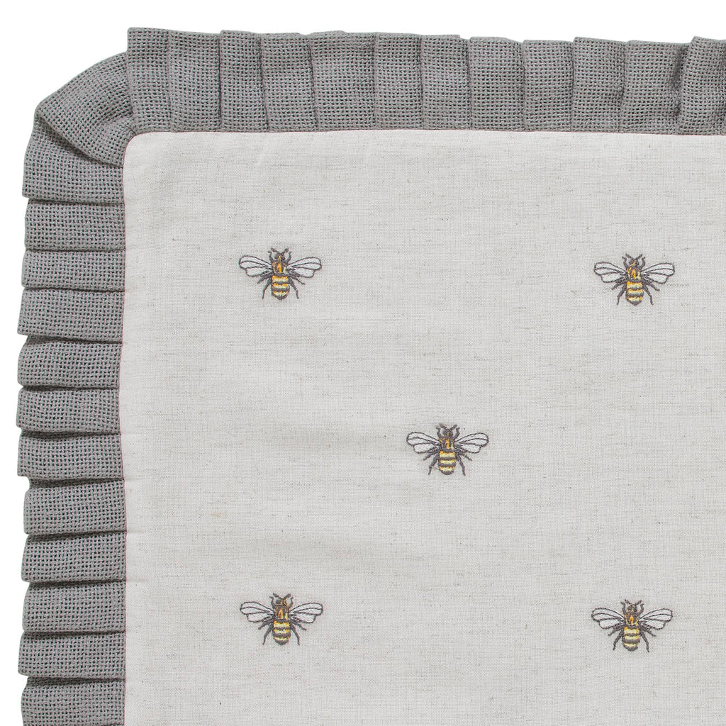 Embroidered Bee Throw Pillow 14x22