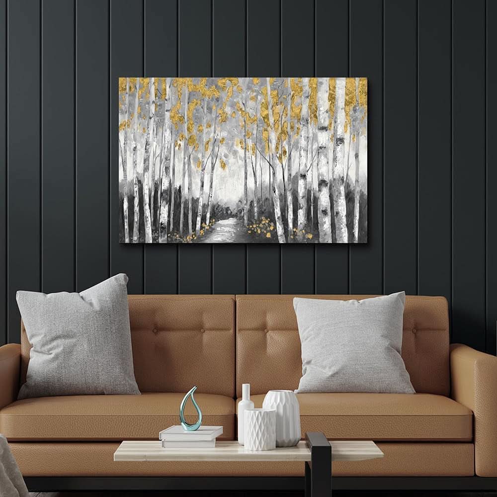 Birch Forest Canvas Art 24x36 Hand crafted Textured