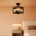 4-Light Farmhouse Chandelier Black Metal Pendant Fixture