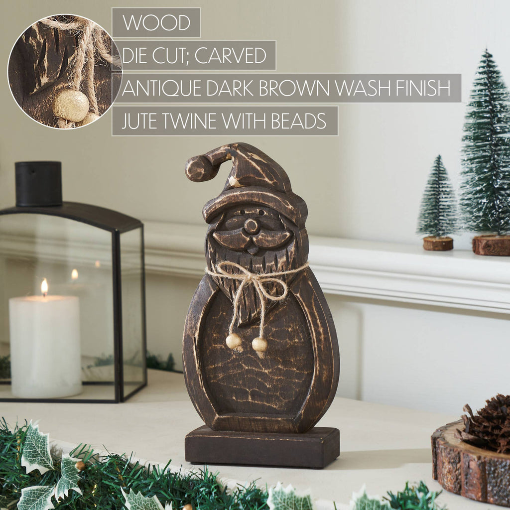 Dark Wooden Santa 11x5.5x2 Rustic Cheer