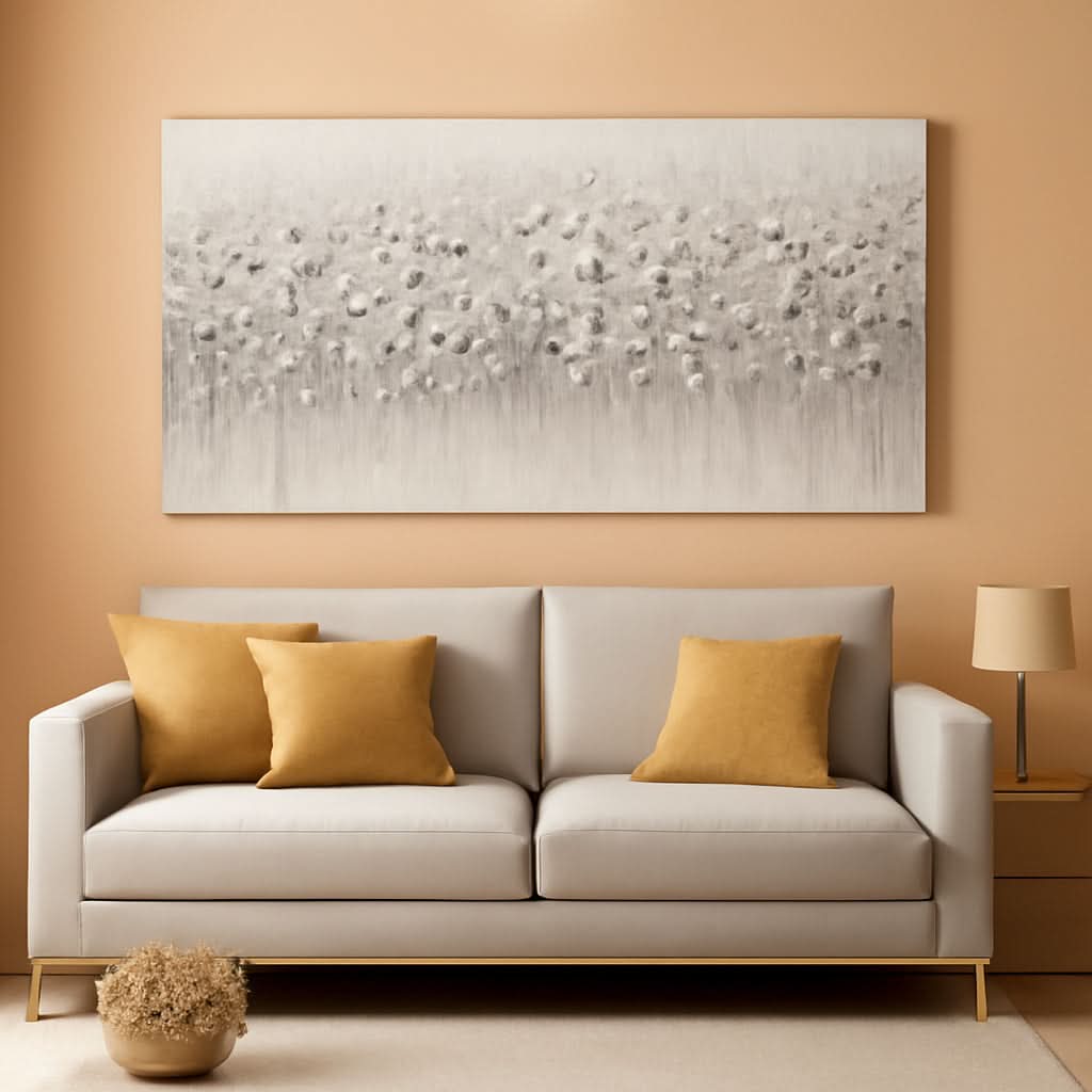 White Flower Canvas Artwork 24x48 Inches Framed Canvas