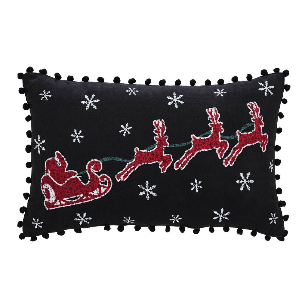 Santa Sleigh Christmas Throw Pillow 14x22 Annie Black