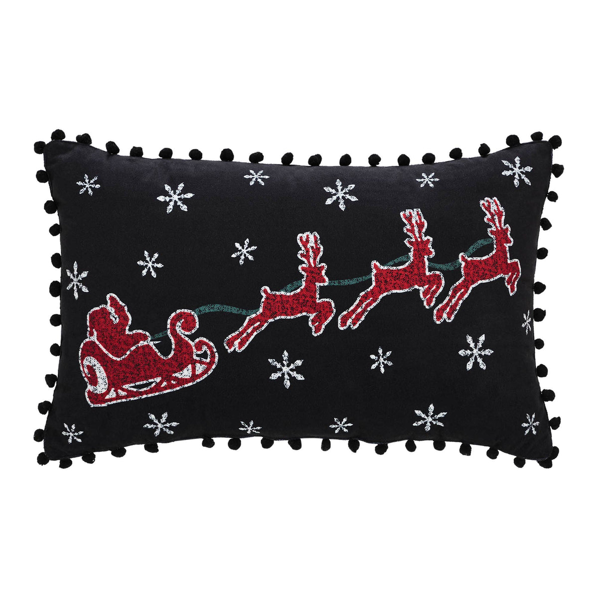 Santa Sleigh Christmas Throw Pillow 14x22 Annie Black