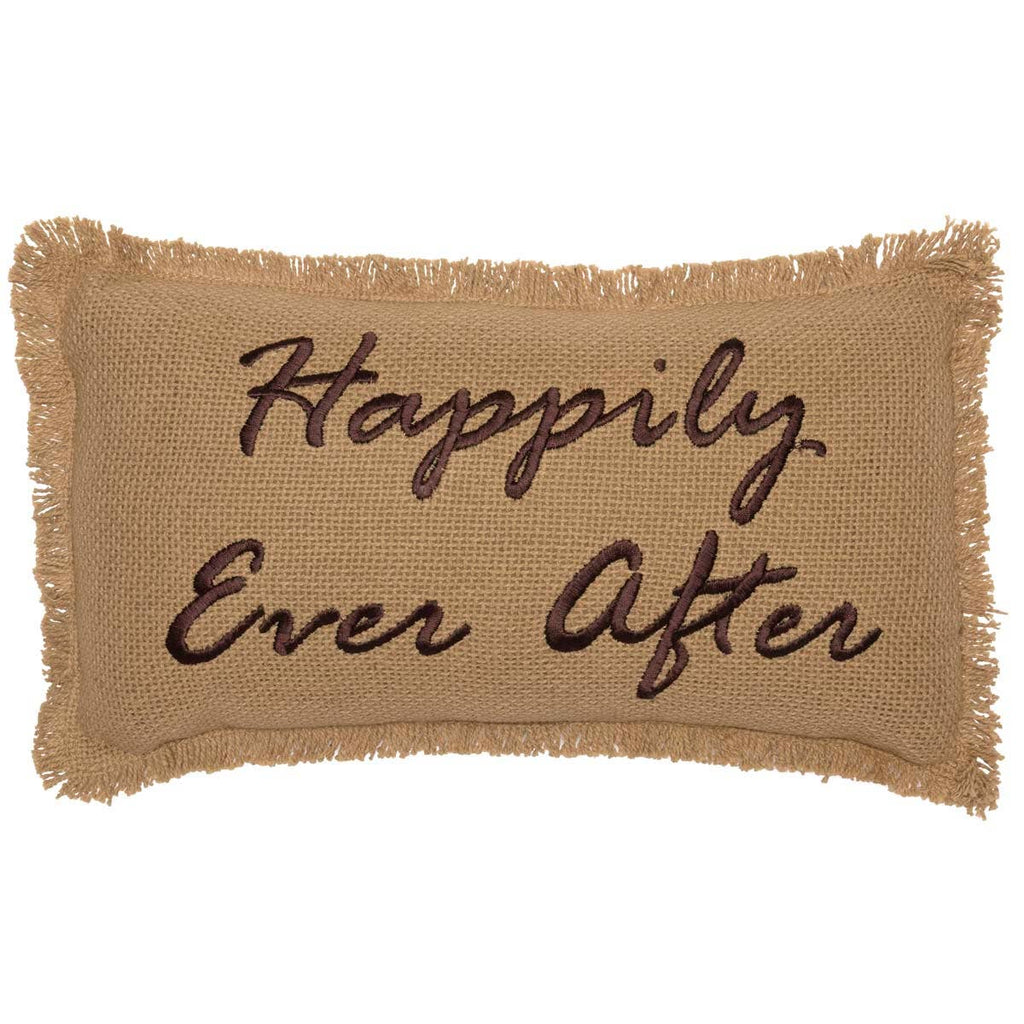 Burlap Wedding Gift Pillow 7x13 – Happily Ever After