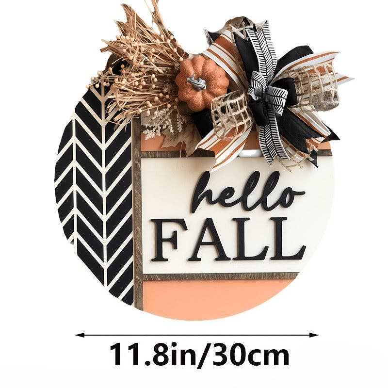 Fall Floral Farmhouse Wooden Hanging Door Sign