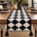 Black & White Diamond Checker 14"x71" Table Runner