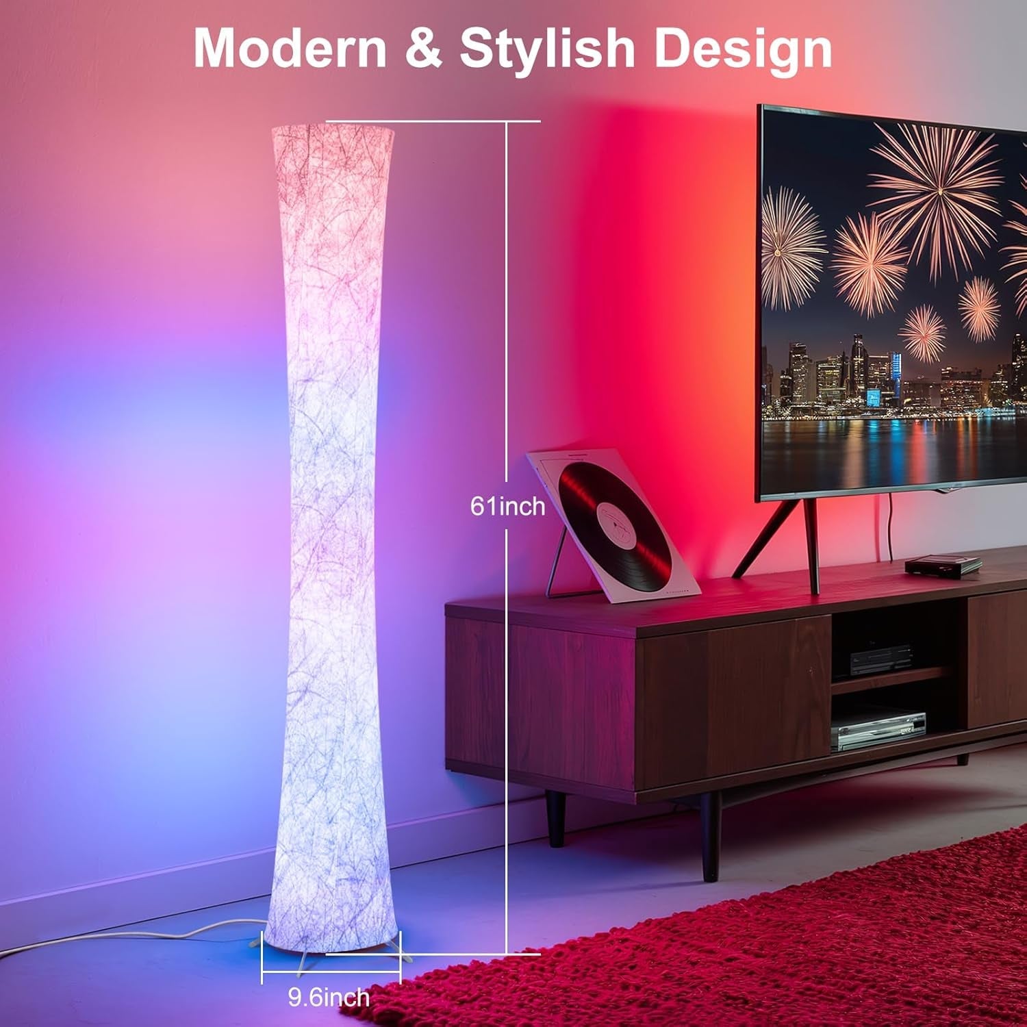 Floor Lamp 61 Inch RGB LED Color Changing Smart Lighting