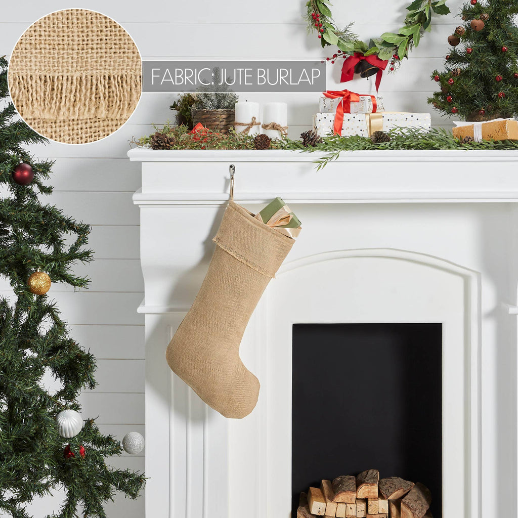 Greetings Jute Burlap Christmas Stocking 12x20