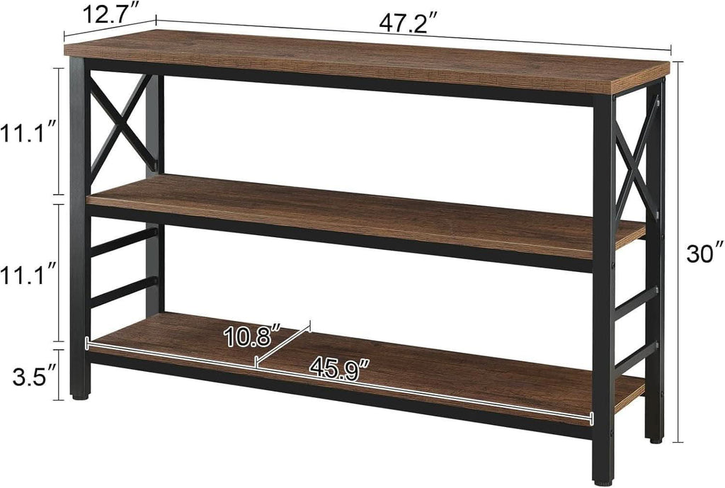 Walnut Brown 47 Inches Industrial Console Table Elegant