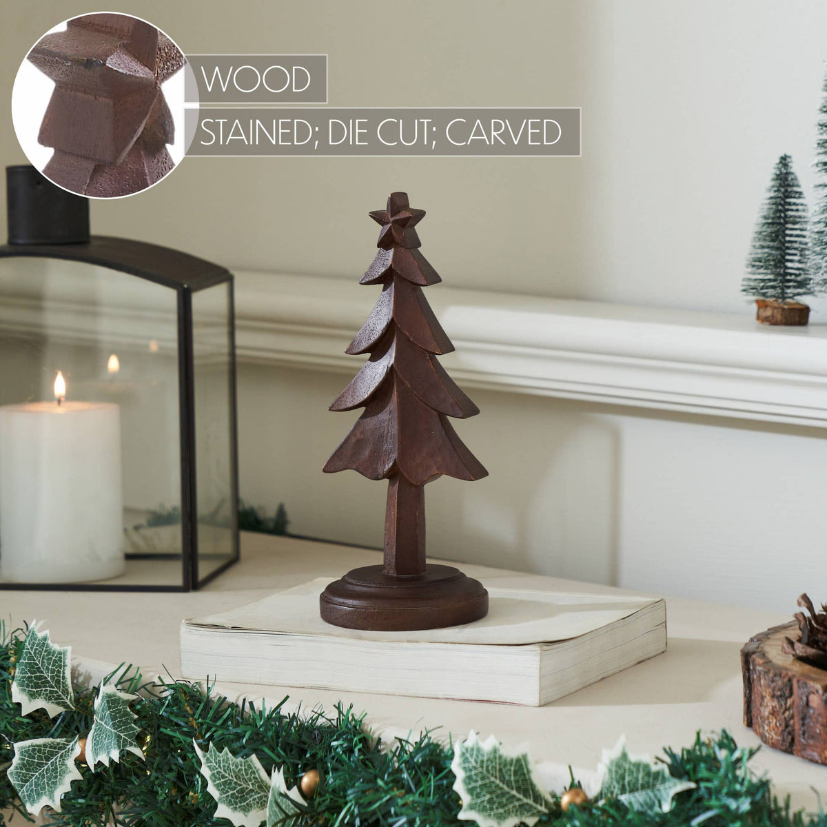 Dark Wooden Christmas Tree 9in – Peaceful Pine