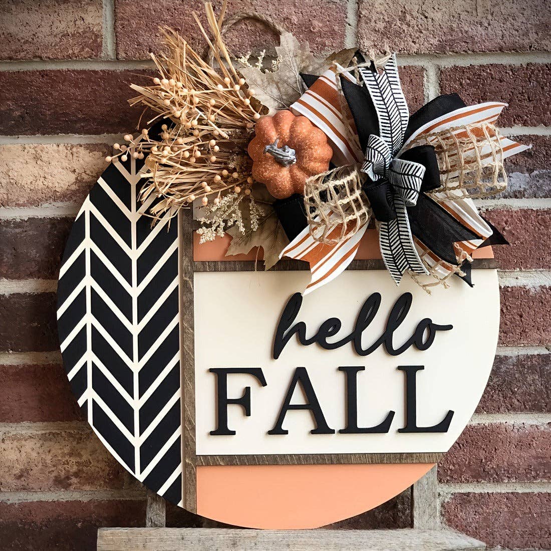 Fall Floral Farmhouse Wooden Hanging Door Sign