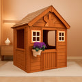 Outdoor Wooden Kids Playhouse With Flowerpot Holder