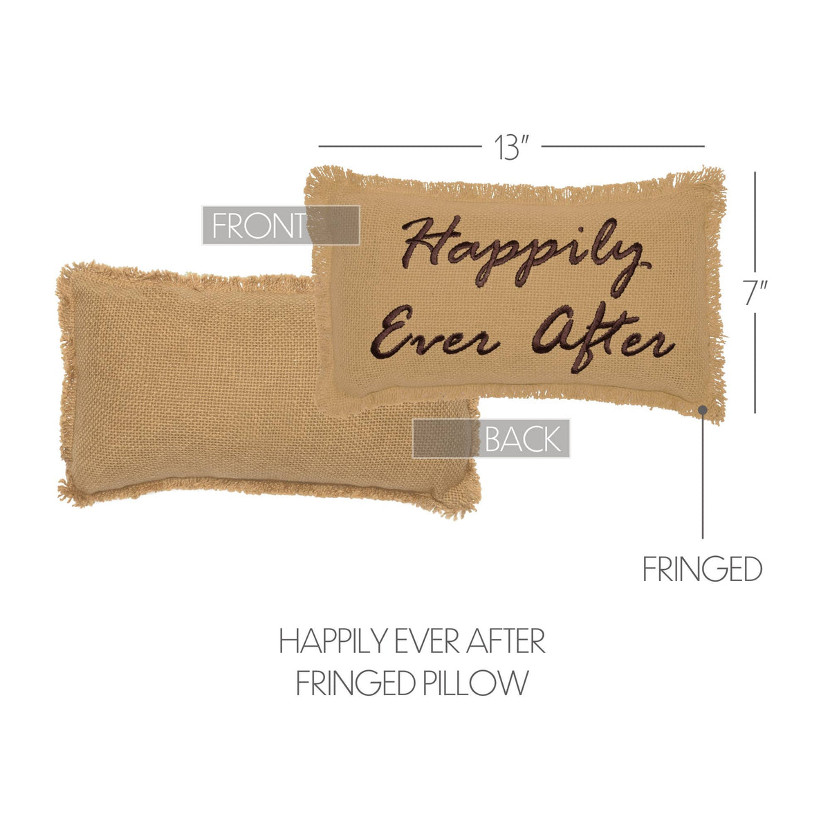 Burlap Wedding Gift Pillow 7x13 – Happily Ever After