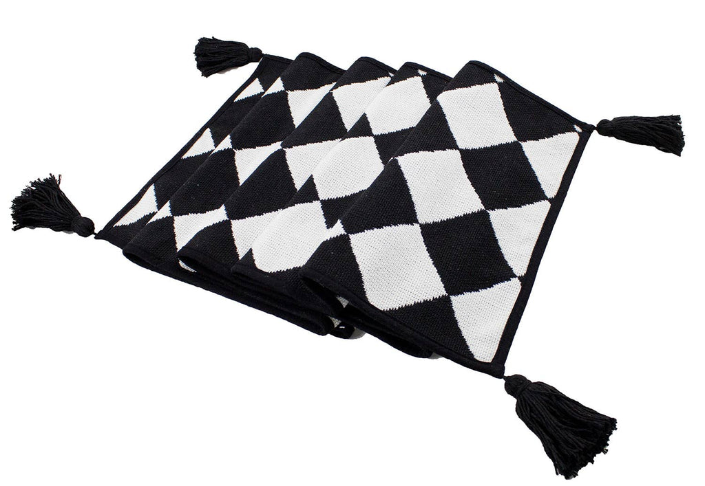 Black & White Diamond Checker 14"x71" Table Runner