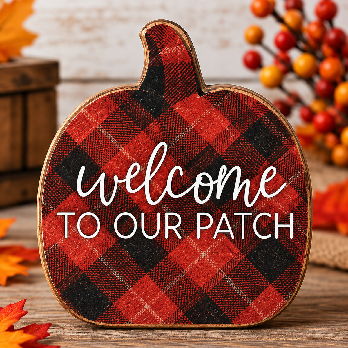 Plaid Pumpkin Chunky Sitters