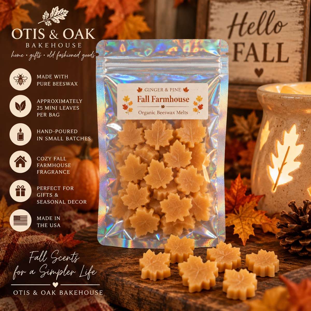Fall Farmhouse Mini Fall Leaves Beeswax Melts