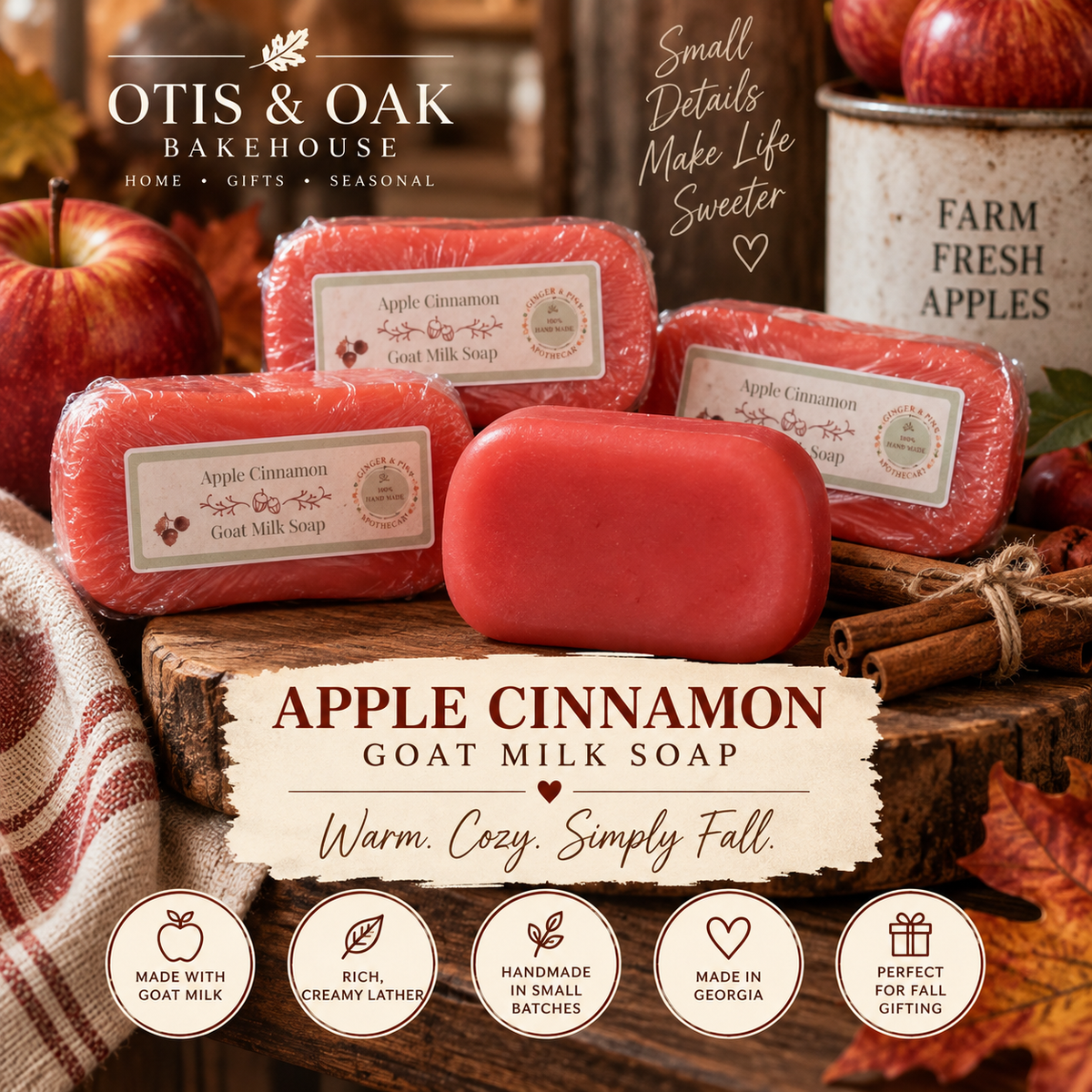 Apple Cinnamon Goat Milk Soap | Fall Favorite