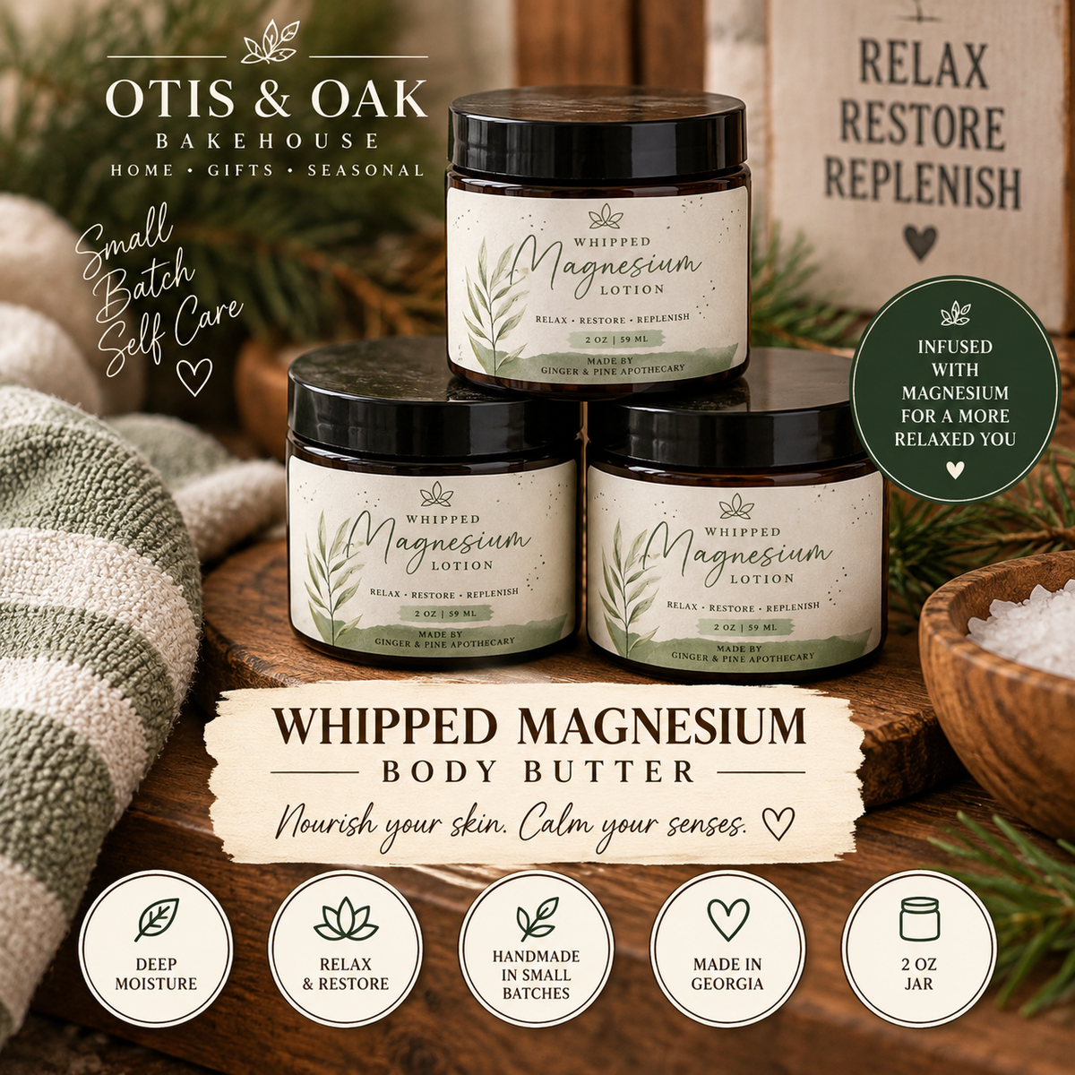 Whipped Magnesium Body Butter | Relax & Restore