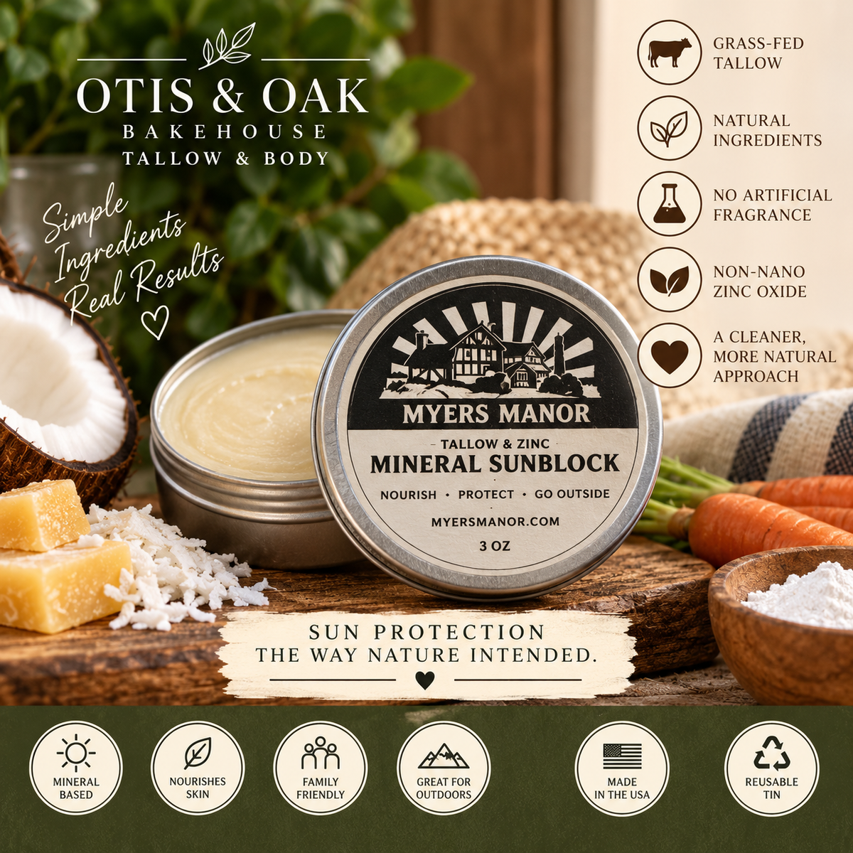 Tallow & Zinc Mineral Sunblock | 3 oz