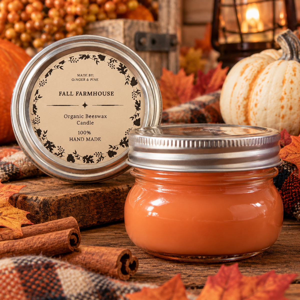 Fall Farmhouse Organic Beeswax Candle | 4 oz