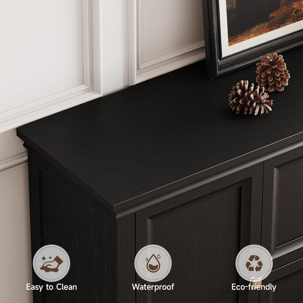 63Inch Black Farmhouse Buffet Cabinet With Storage