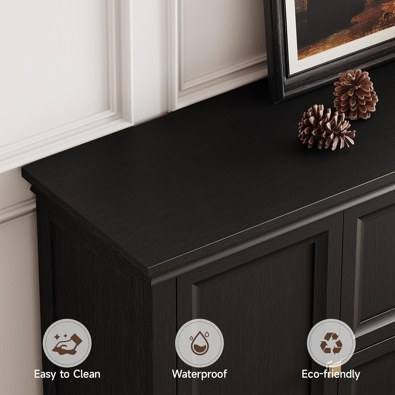 63Inch Black Farmhouse Buffet Cabinet With Storage