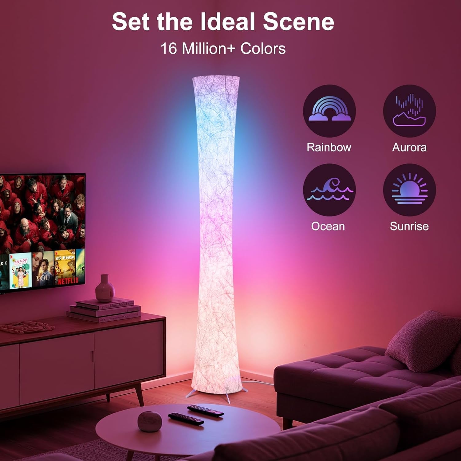 Floor Lamp 61 Inch RGB LED Color Changing Smart Lighting