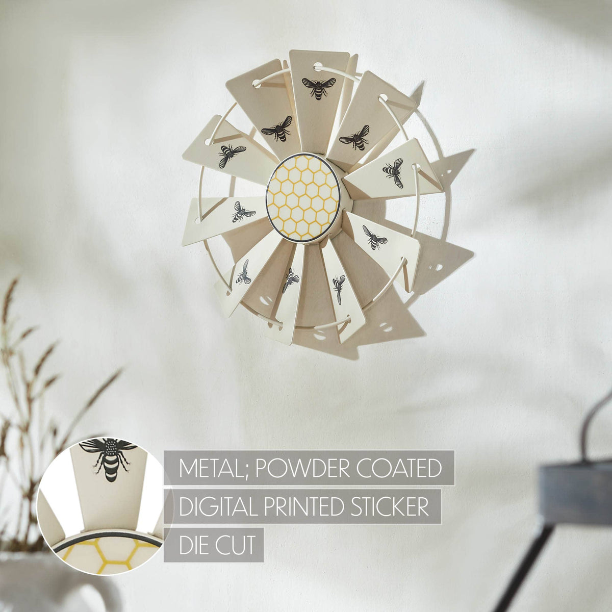 Buzzy Bees Metal Windmill Wall Decor 8.25in