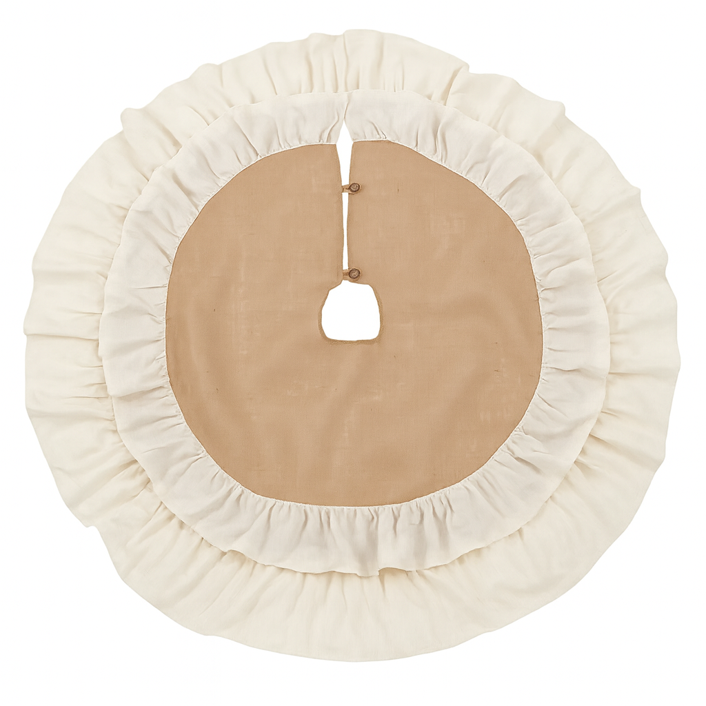 Natural Sidonia Cotton Jute Ruffle Christmas Tree Skirt